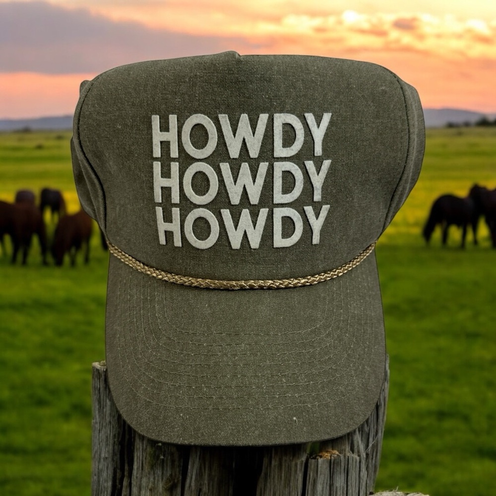 Frankie Jean Rope Hat Howdy Howdy Howdy Snapback Hand Lettered Rodeo Cap